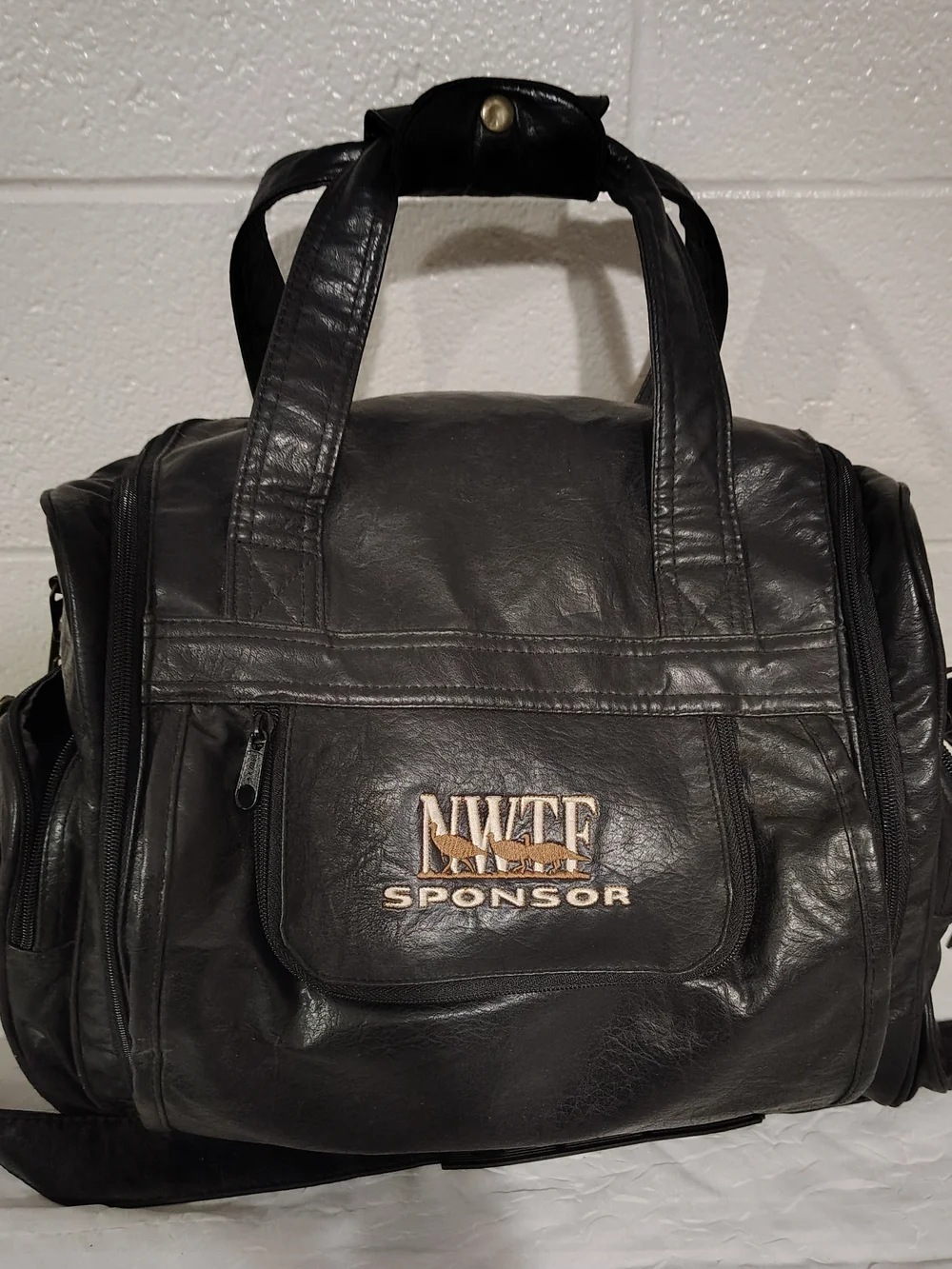 NWTF Sponsor Black Leather Travel Duffel Bag